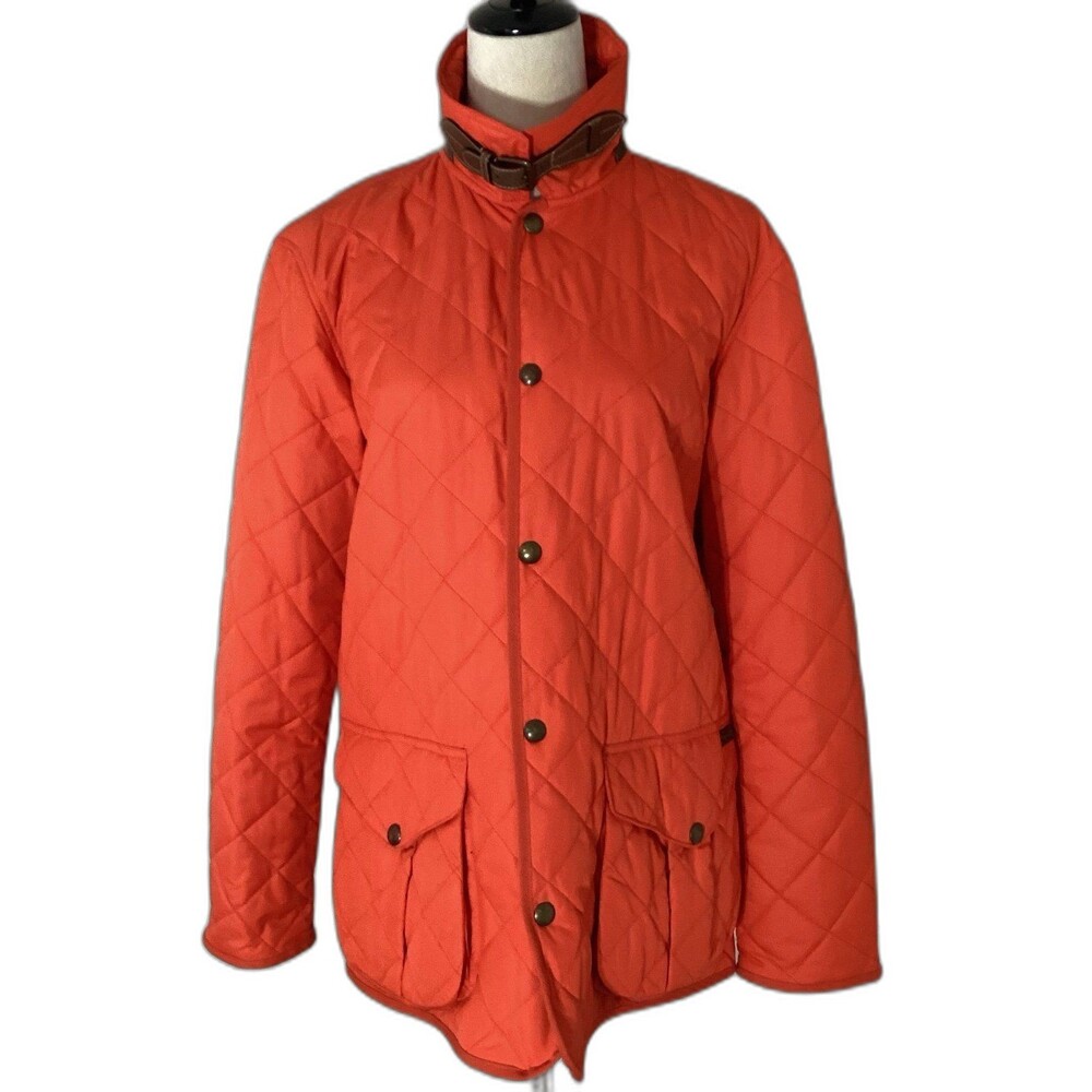 Polo Jacket Women's Size M Color Orange Diamond Quilted Lightweight Ralph Lauren